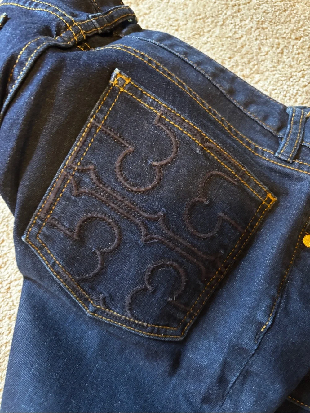 Tory Burch Women's Dark Wash denim Blue Straight-Leg Jeans size 28